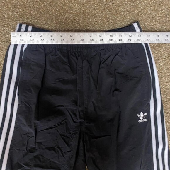 Adidas Jogger Pants Women's Small Black 3 Striped Nylon High Rise Elastic Waist - Picture 8 of 13